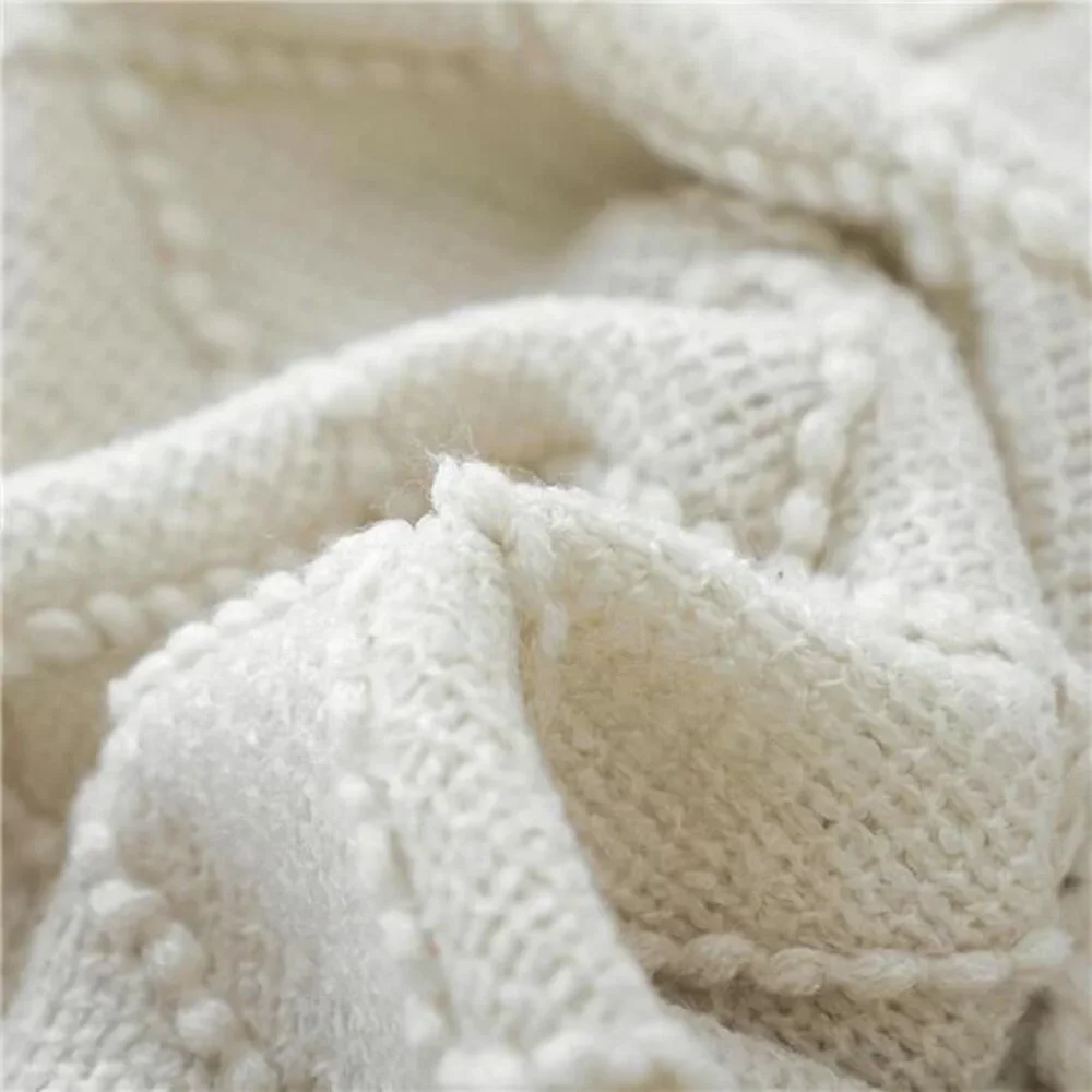 Geometric Acrylic Throw Blanket – 50x60 Soft Cozy Sofa Couch Blanket with Fringe